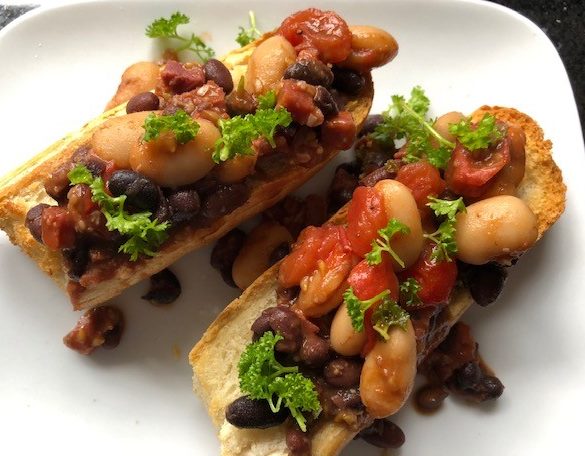 Chorizo and bean Bruschetta